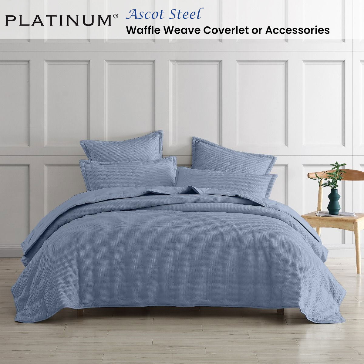 Platinum Collection Ascot Steel Textured Waffle Weave Coverlet Single/Double