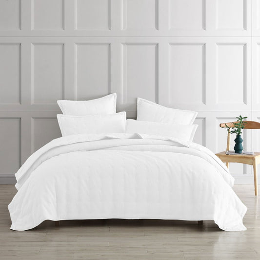 Platinum Collection Ascot White Textured Waffle Weave Coverlet Single/Double