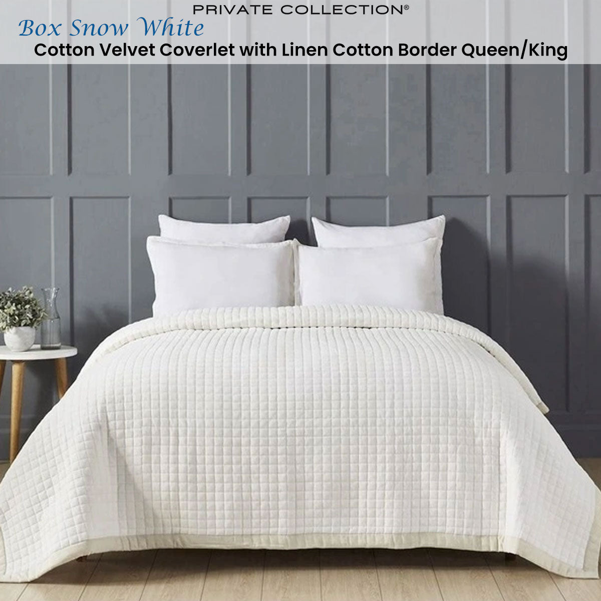 Private Collection Box Snow White Cotton Velvet Coverlet Queen/King