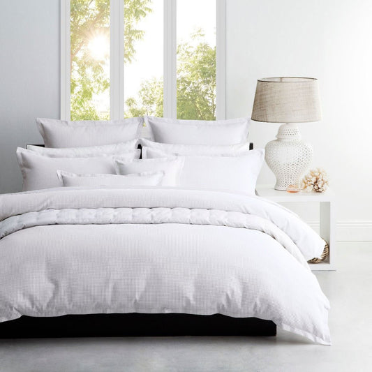 Platinum Collection Ascot White Waffle Quilt Cover Set Single