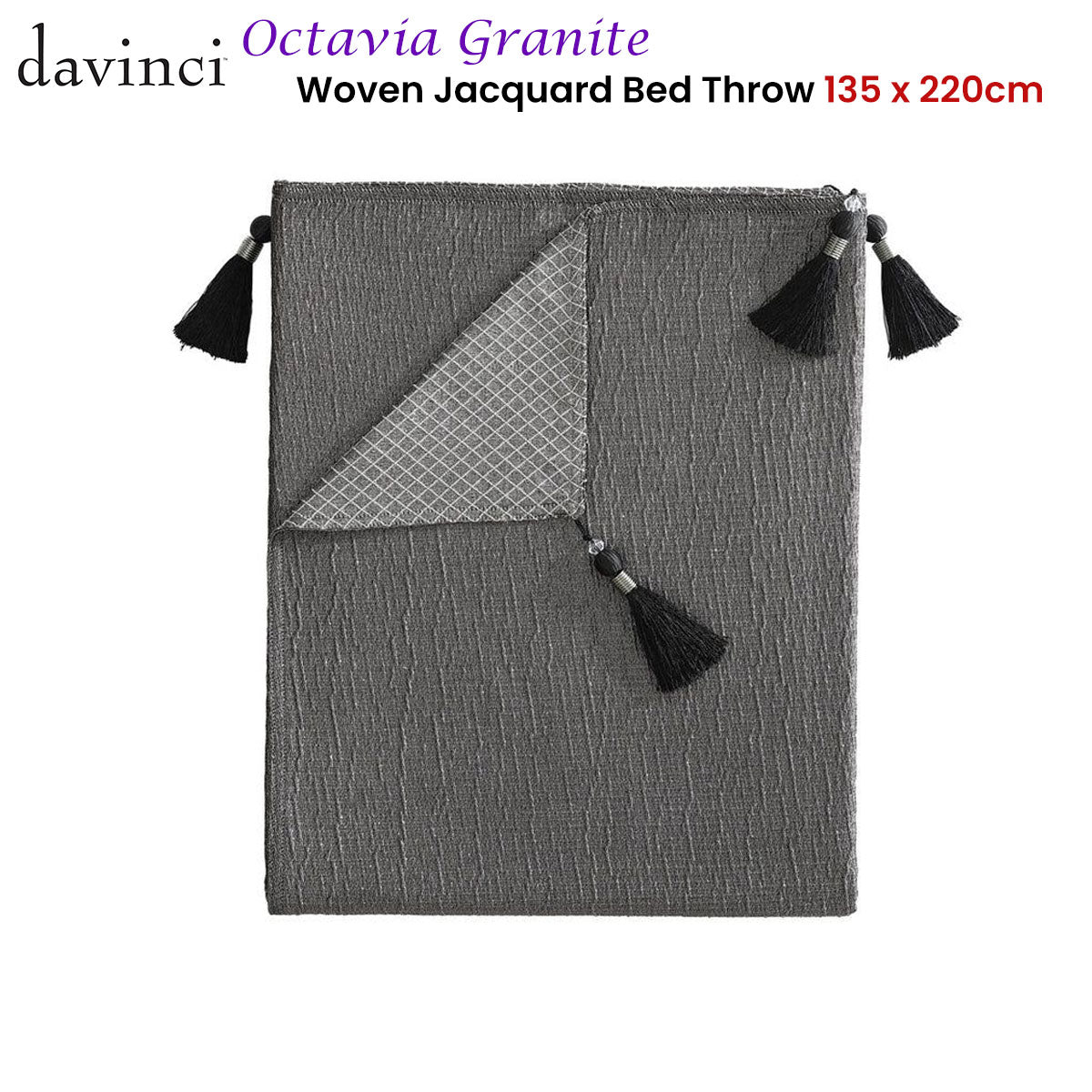 Octavia Granite Woven Jacquard Bed Throw 135 x 220 cm