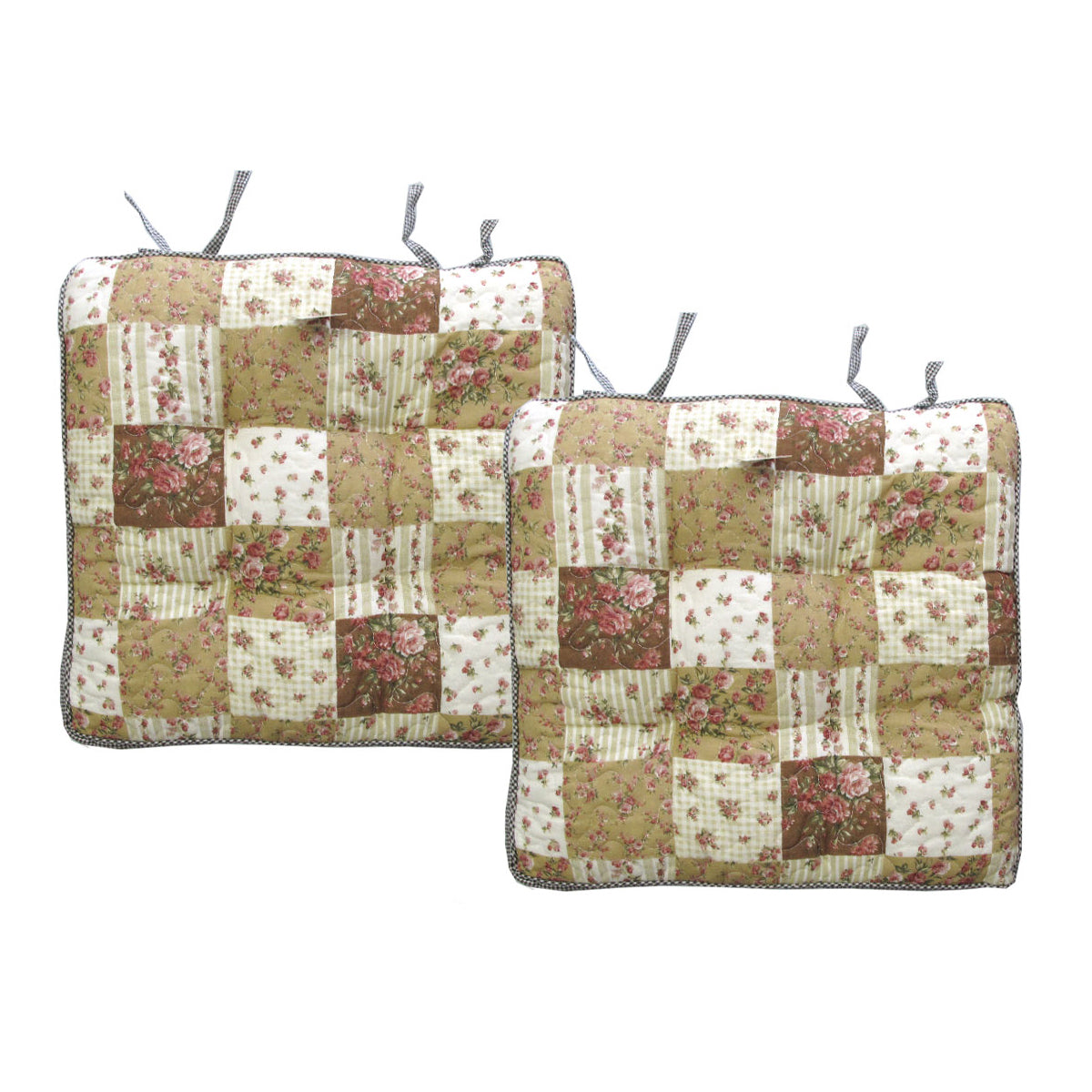 Lylac Homeware Petal Delights Set of 2 Cotton Chair Pads Mia Brown