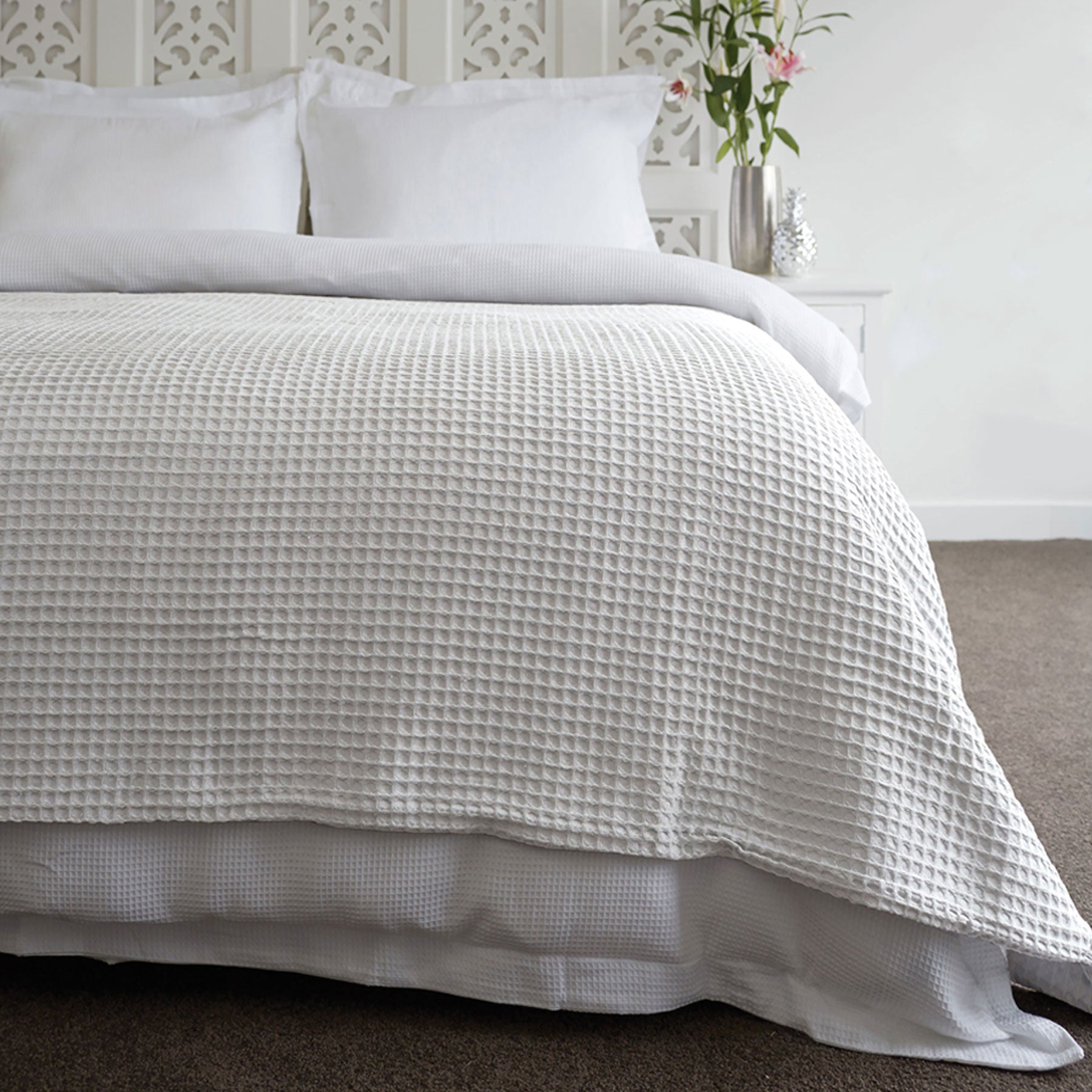 Jenny Mclean Ardent Premium Super Soft Cotton Waffle Blanket White Queen