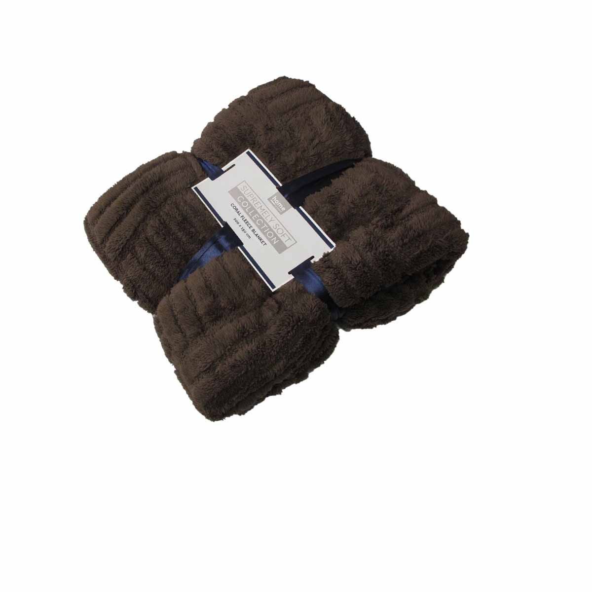 Troy Pattern Coral Fleece Extra Large Throw / Single Sized Blanket 150 × 200 cm Dark Chocolate