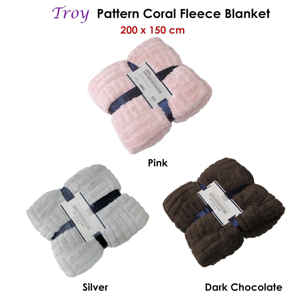 Troy Pattern Coral Fleece Extra Large Throw / Single Sized Blanket 150 × 200 cm Dark Chocolate