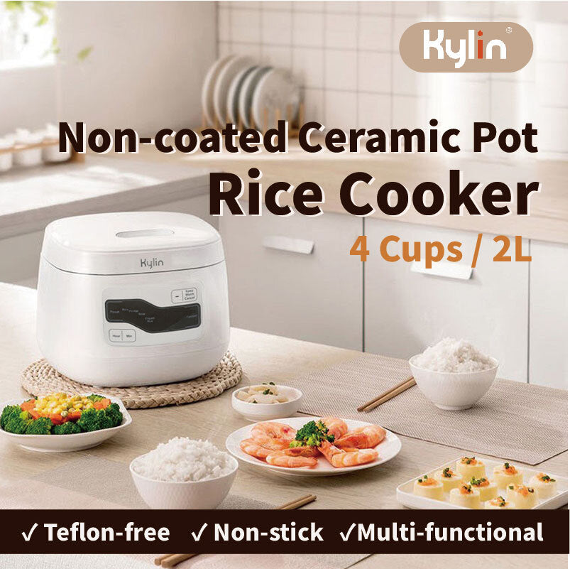 Rice Cooker Kylin Multi-Function 4 Cups Ceramic Pot 2L White AU-K1020