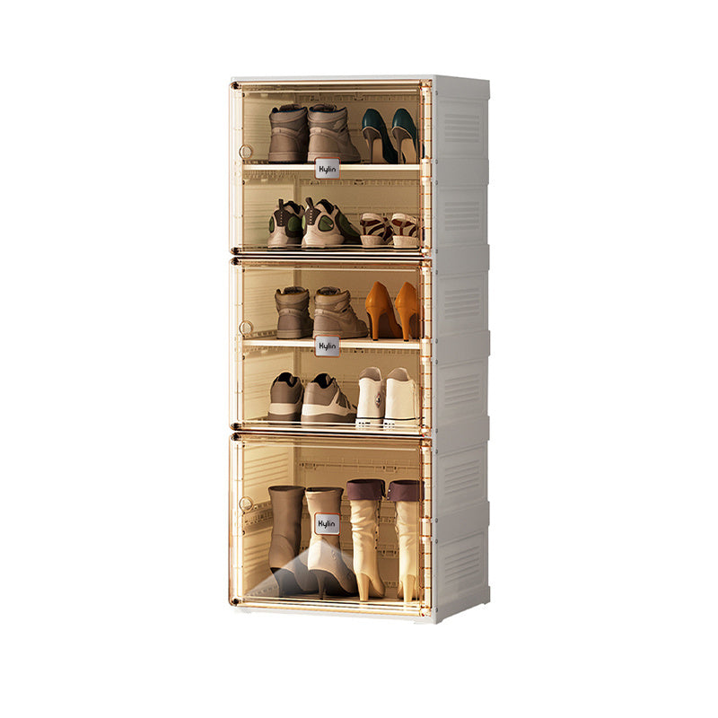 Kylin Cubes Storage Folding Shoe Cabinet With 1 Column & 5 Grids & 3 Brown Door