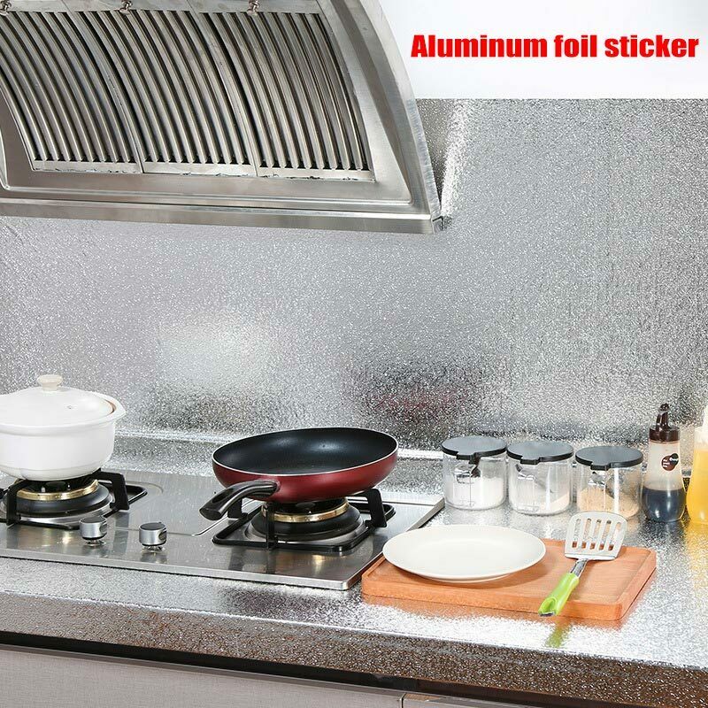 Aluminum Foil Sticker Self-Adhesive Oil-Proof Waterproof Kitchen Cabinet Wall - 40x500cm