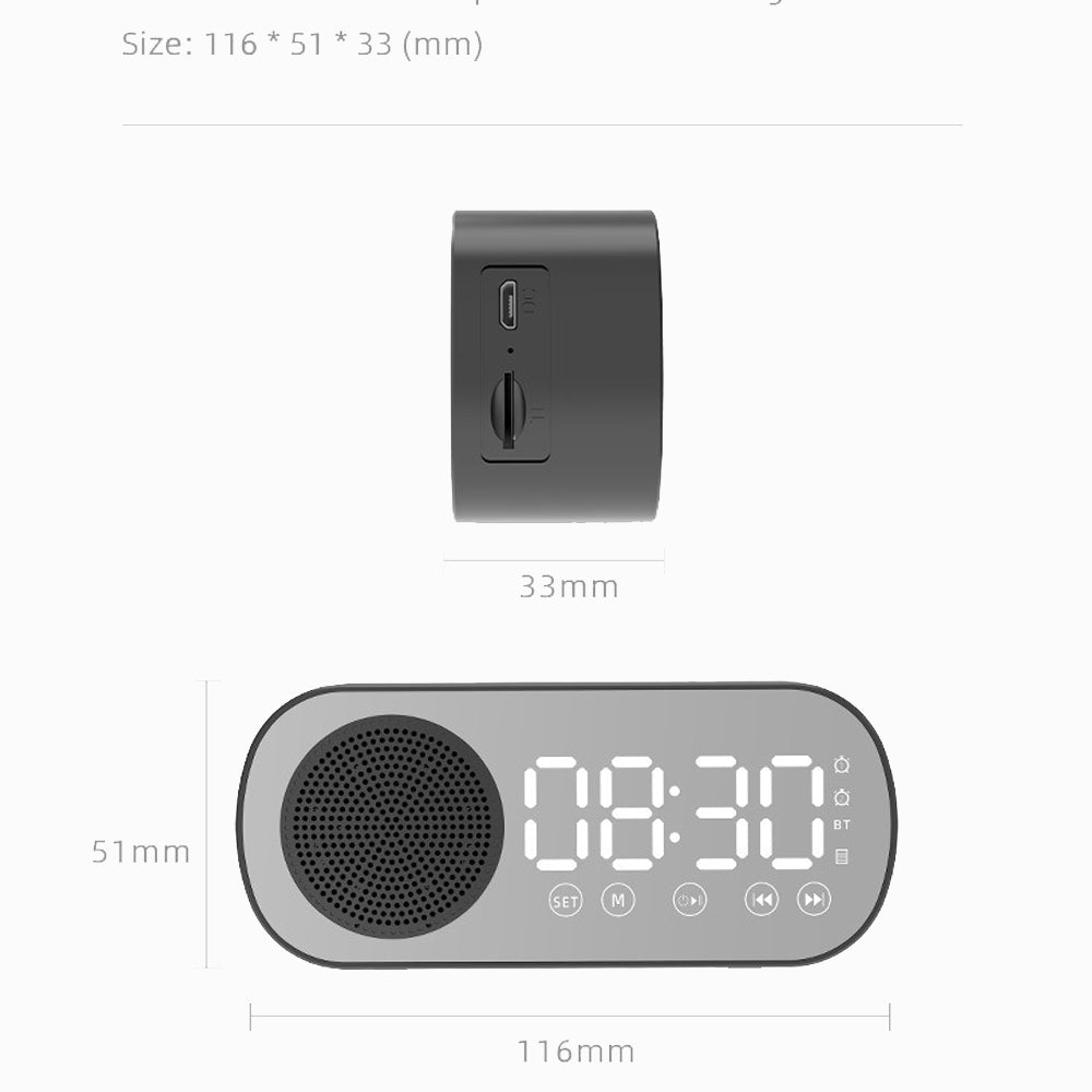 Wireless Bluetooth Speaker Alarm Clock Music Radio Player Timer Hands-Free Calling (White)