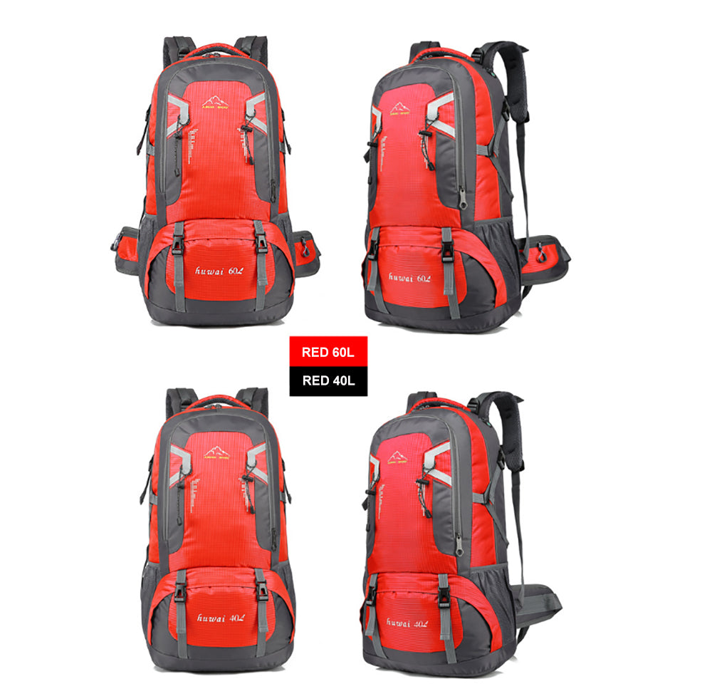 Hiking Backpack Waterproof 40L Outdoor Camping Trekking Bag - Red