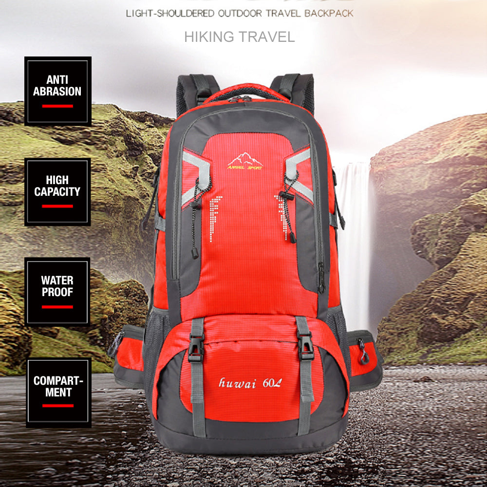Hiking Backpack Waterproof 40L Outdoor Camping Trekking Bag - Red