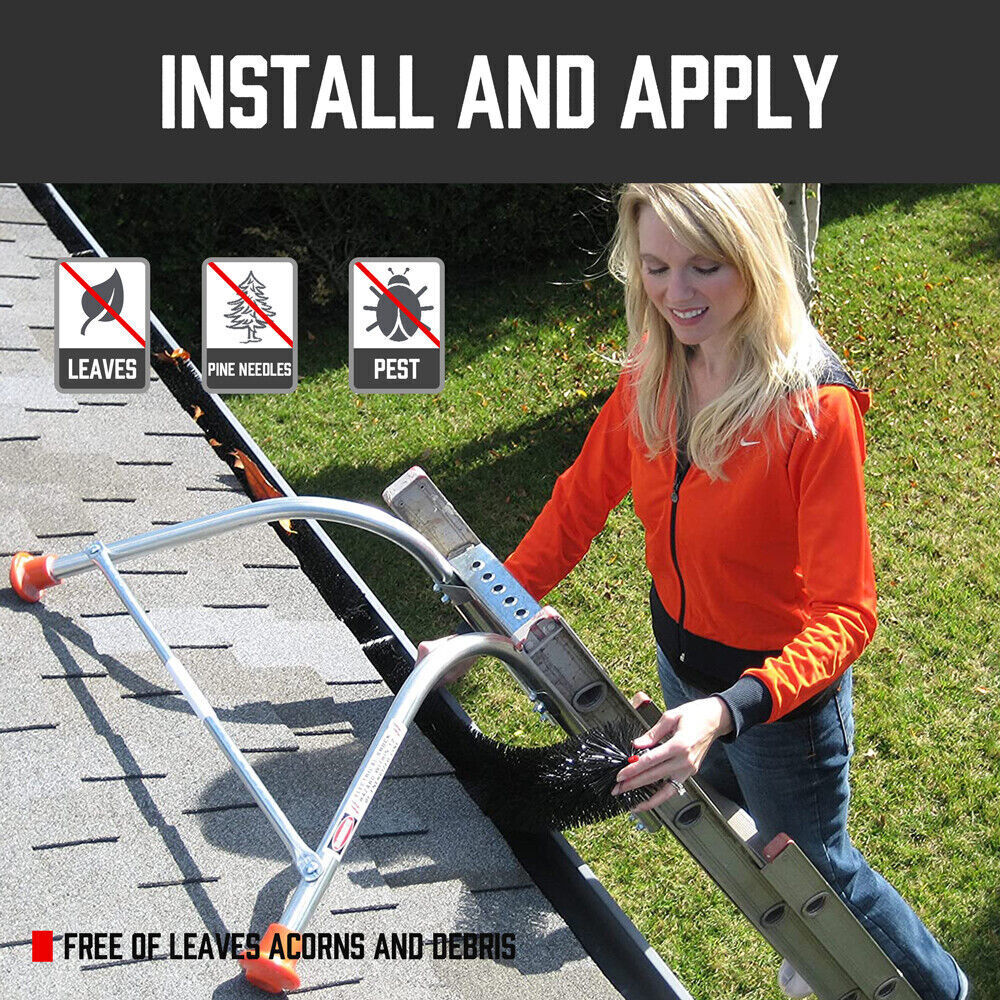 Gutter Brush Roof Leaf Guard 98x10cm 24Pc Heavy Duty Twigs Filter Home Garden