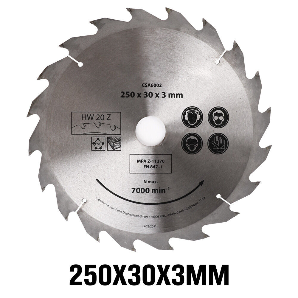 Circular Saw Blade Set 4x 250MM 20T Disc Saw Blade for Wood Timber Cutting 30/20/16mm