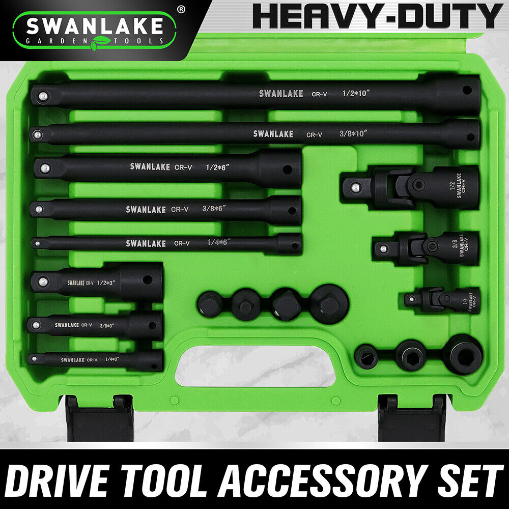 SWANLAKE 18Pcs Drive Tool Accessory Set with Extension Bars and Universal Joint