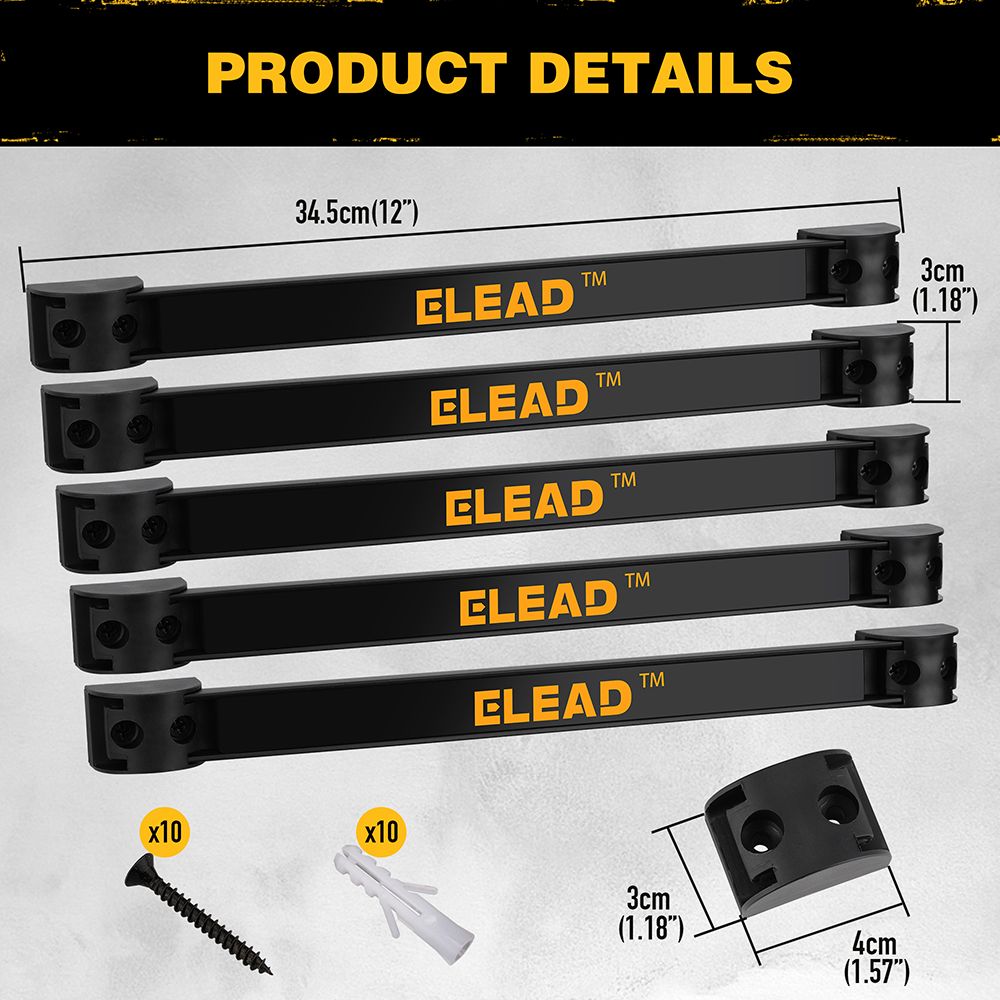 ELEAD 6-Piece 12In Magnetic Tool Holder Storage Organizer Wall Mount Rack Strip Garage