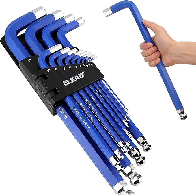 ELEAD Jumbo Hex Key Allen Wrench Set | 13-Piece Metric 2-19mm | Long Ball End Durable CR-V | Automotive | Mechanic | Furniture | Professional Grade Tools