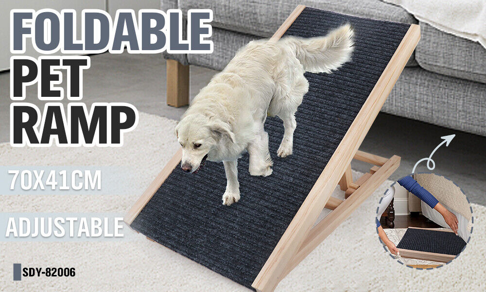 Dog Pet Ramp VaKa 70cm Foldable Adjustable Height Dogs Stairs for Bed Sofa - 82006