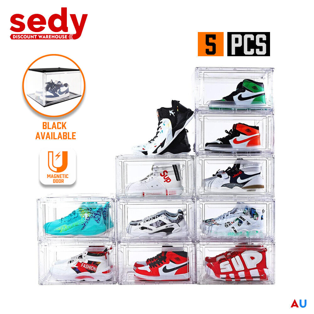 10PC  Stackable Shoe Display Box Hard Acrylic Sneaker Storage Containers Case