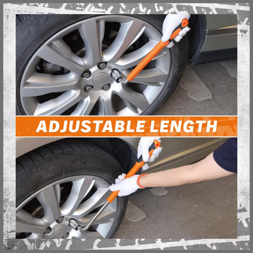 HORUSDY 1/2" Drive Telescopic Wheel Wrench Set, Adjustable 380–500mm Extension Wheel Brace with 17/19/21/23mm Deep Sockets, Cr-V Steel Tyre Wrench for Cars & SUVs