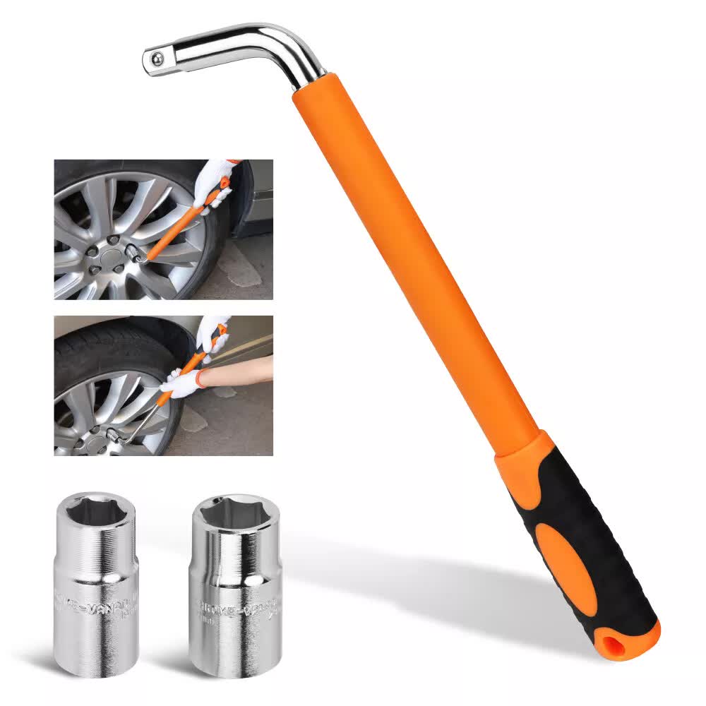 HORUSDY 1/2" Drive Telescopic Wheel Wrench Set, Adjustable 380–500mm Extension Wheel Brace with 17/19/21/23mm Deep Sockets, Cr-V Steel Tyre Wrench for Cars & SUVs