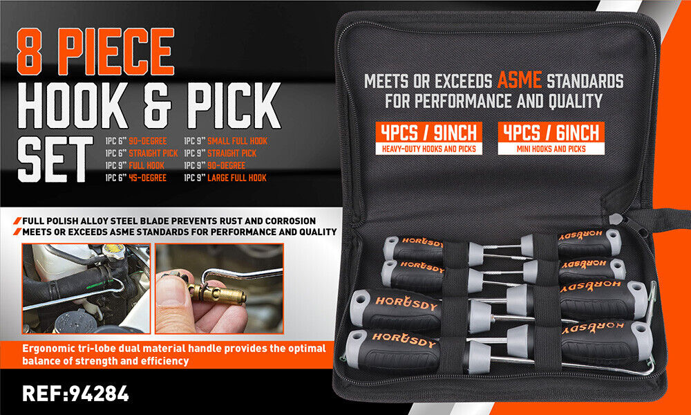 Pick and Hook Set 8Pc Oil Seal O-Ring Puller Extractors Seal Gasket Removal Tool