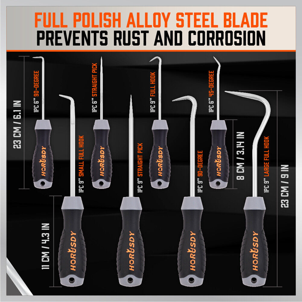 Pick and Hook Set 8Pc Oil Seal O-Ring Puller Extractors Seal Gasket Removal Tool