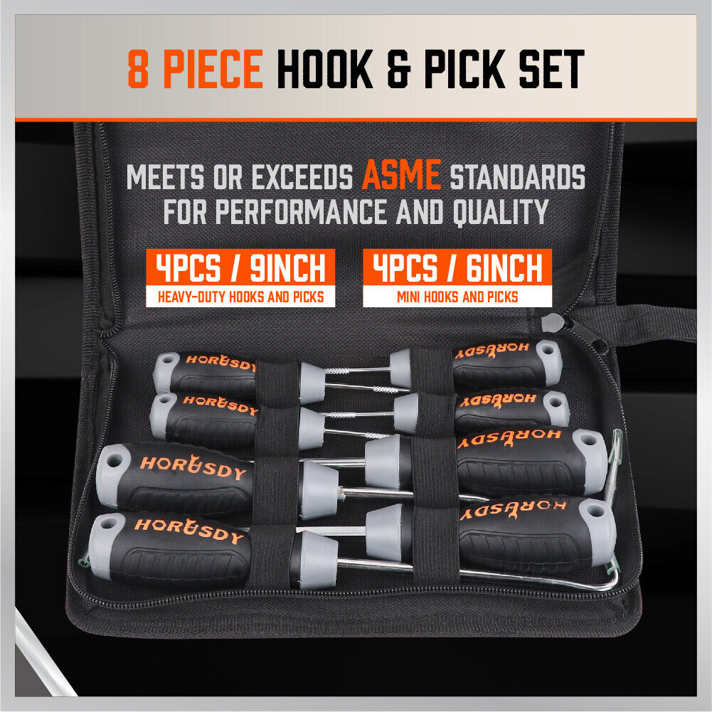 Pick and Hook Set 8Pc Oil Seal O-Ring Puller Extractors Seal Gasket Removal Tool