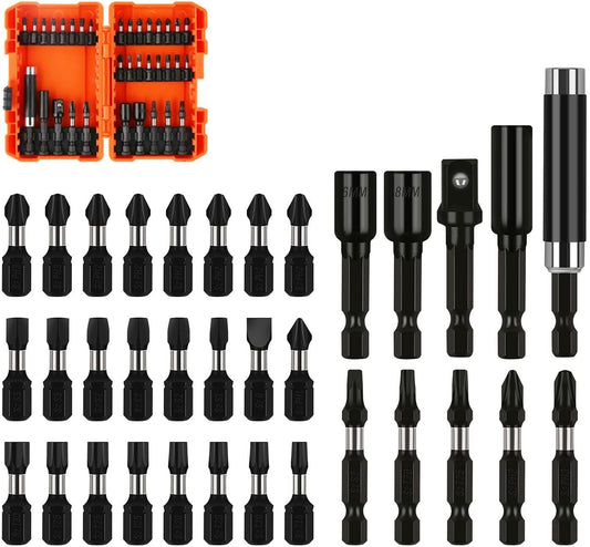 34Pc Impact Screwdriver Bit Set Nut Driver Magnetic Drill Holder Quick Release