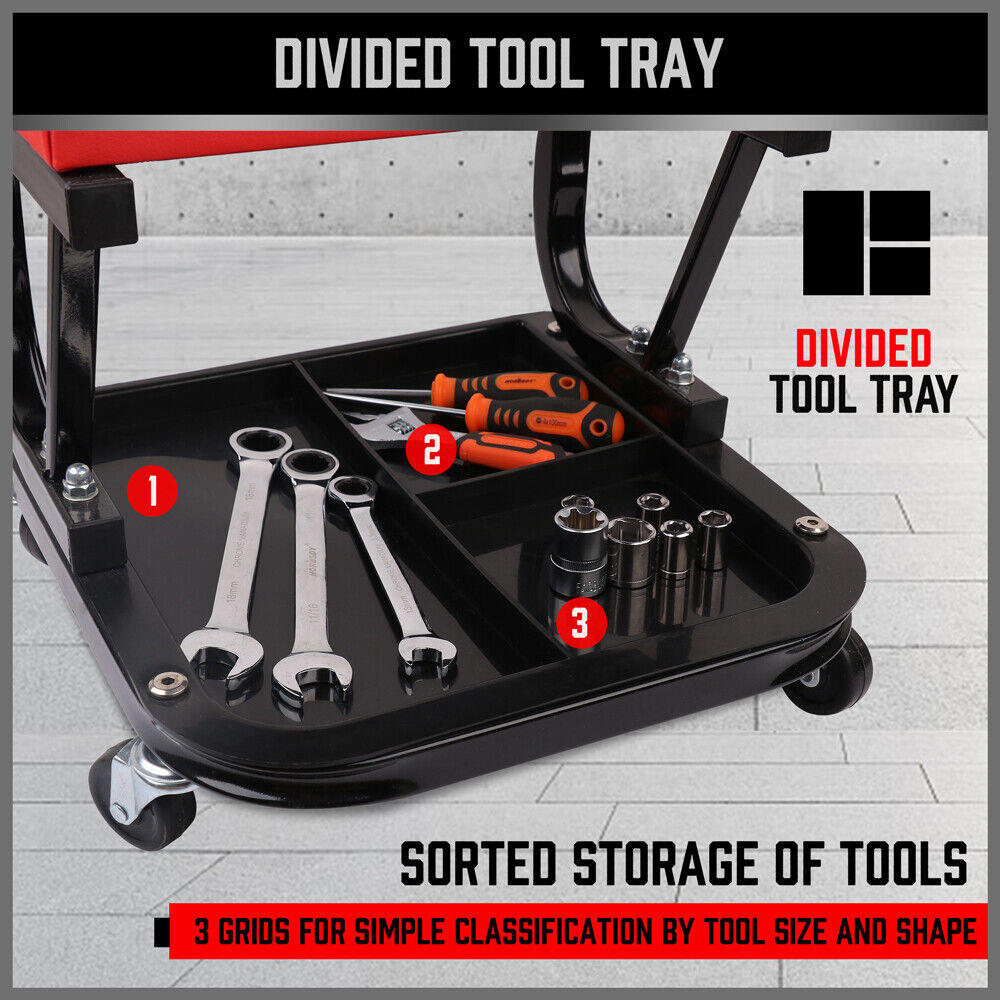 HORUSDY Rolling Creeper Seat Workshop Mechanic Stool Garage Repair Storage Tray