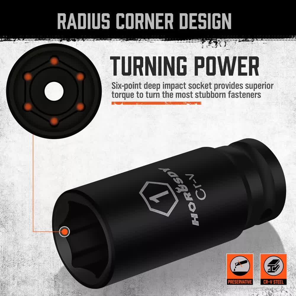 Deep Impact Socket Set 18Pc Imperial SAE Extension Flexible Adaptor 1/2" Drive