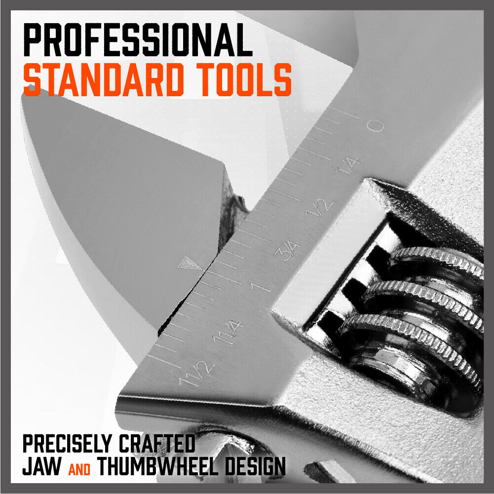 Adjustable Wrench Set 4Pc Heavy Duty Shifter Spanner Wide Open Jaw 6"/8"/10"/12"