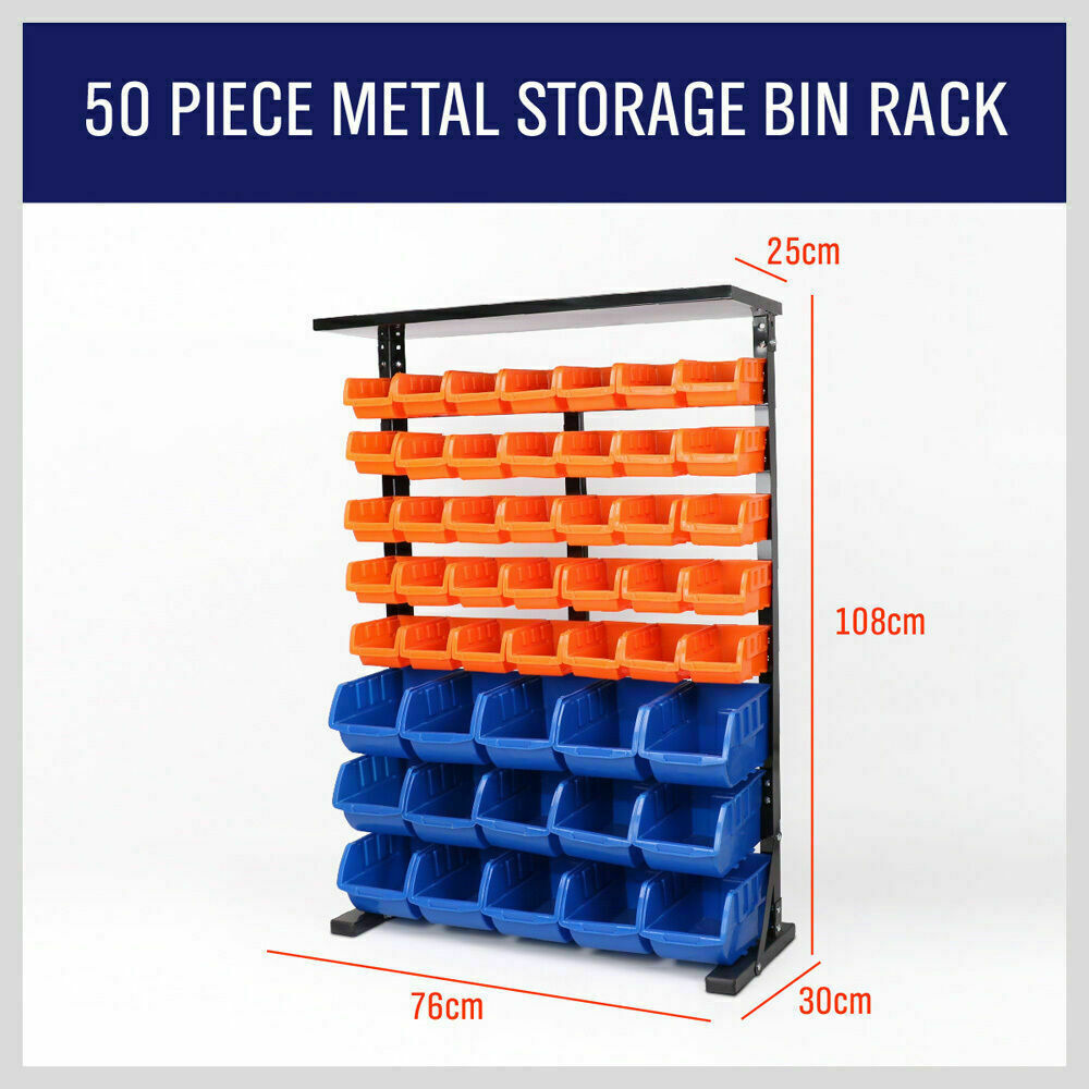 50-Piece Bin Wall Mounted Parts and Tool Storage Rack Organizer Rack¬†for Workshop Tools