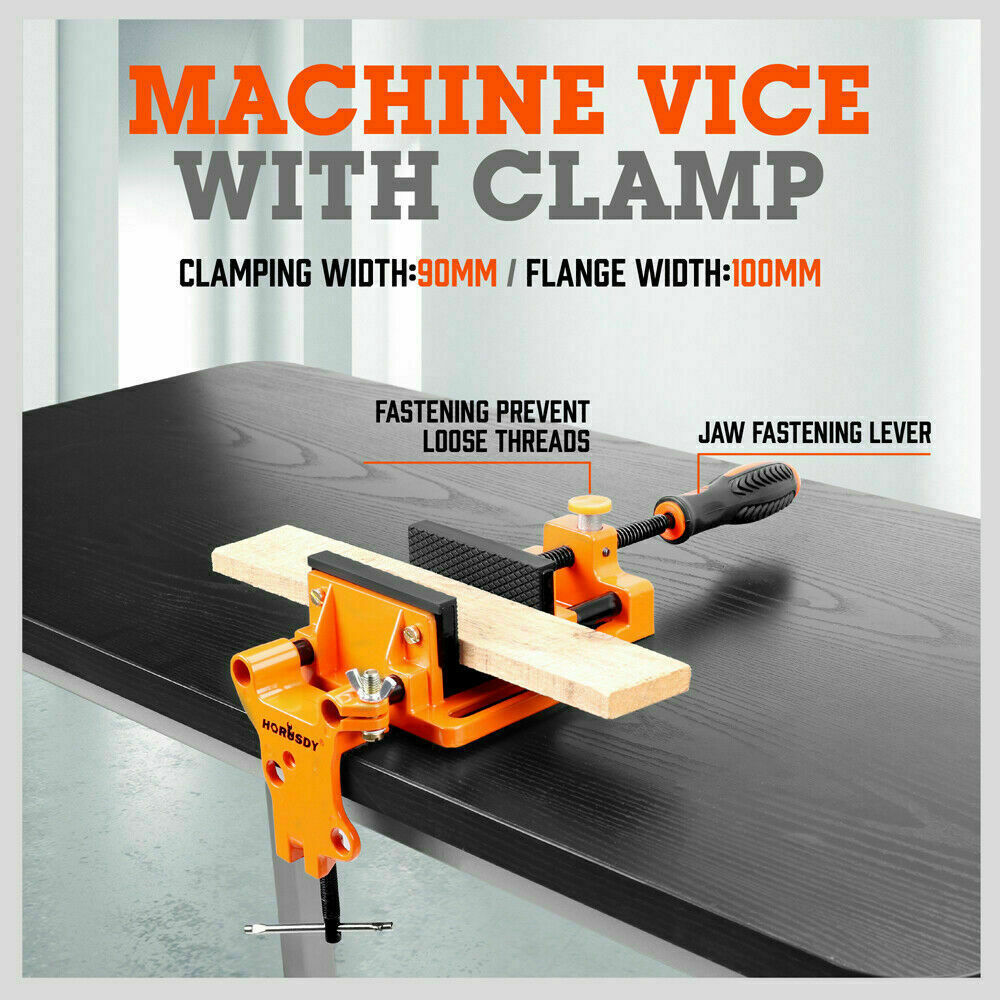 Drill Press Bench Vice 90mm Quick Release Clamp Jaw Woodwork Soft Grip Hand Pads