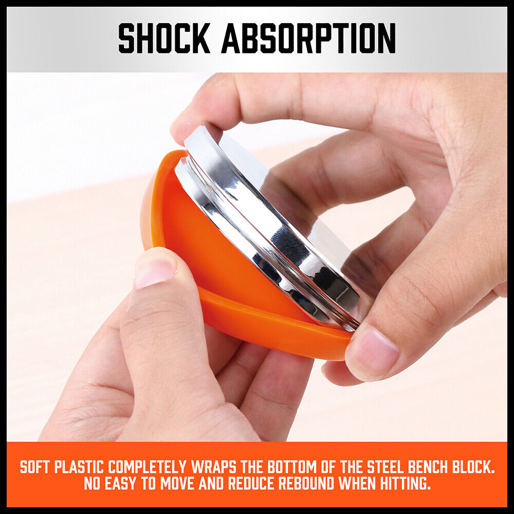 Steel Bench Block Jewelry Stamping Tool Mirror Polishing 3" Round with 2 Punches