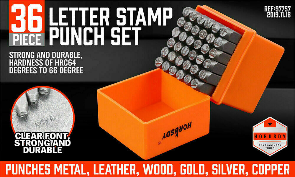 Letter Stamp Set 36Pc 6mm Capital Letters Punches Metal Plastic Wood Leather