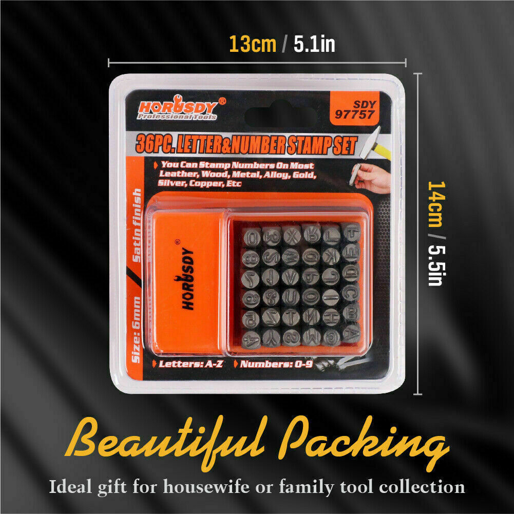 Letter Stamp Set 36Pc 6mm Capital Letters Punches Metal Plastic Wood Leather