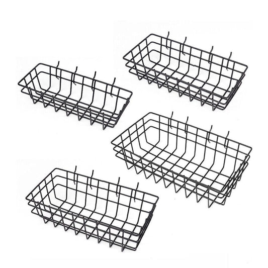 Pegboard Baskets Set 4Pc Storage Bins Organizer Display Hangers Assorted Sizes