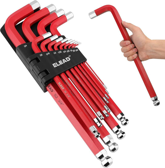 ELEAD 13Pc Extra Large Hex Key Set Long Allen Key Wrench Ball End SAE 5/64"-3/4