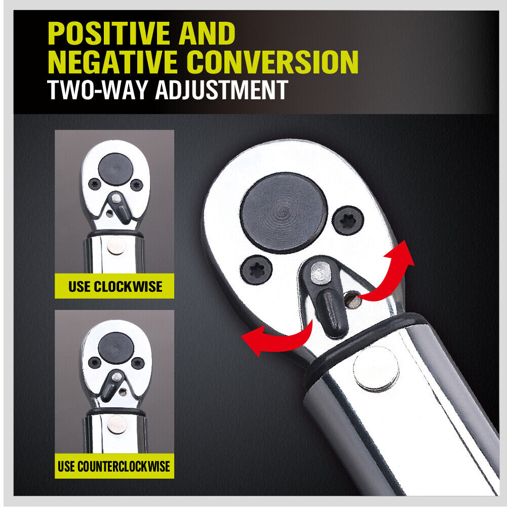 Torque Wrench Click 1/4" Drive Adjustable Hand Ratchet Spanner 5-25NM Repair