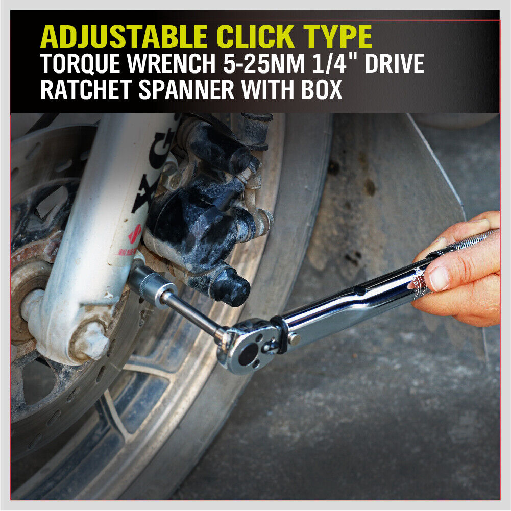 Torque Wrench Click 1/4" Drive Adjustable Hand Ratchet Spanner 5-25NM Repair