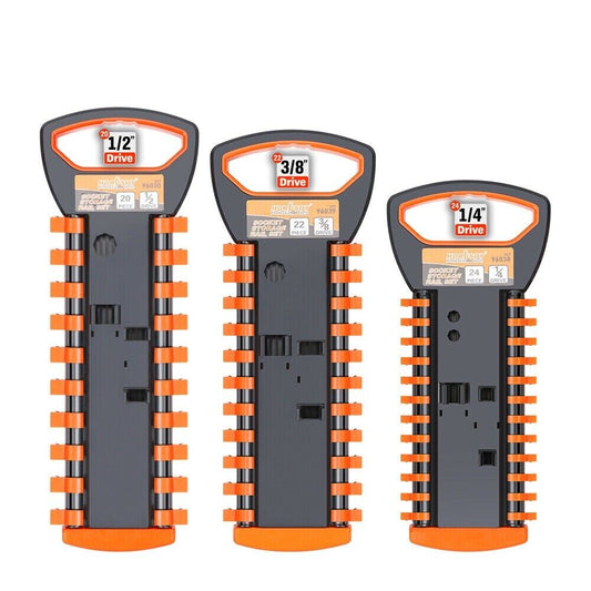 Socket Holder Rack Organizer 3Pc Rails 66 Holder Garage 1/4" 3/8" 1/2"