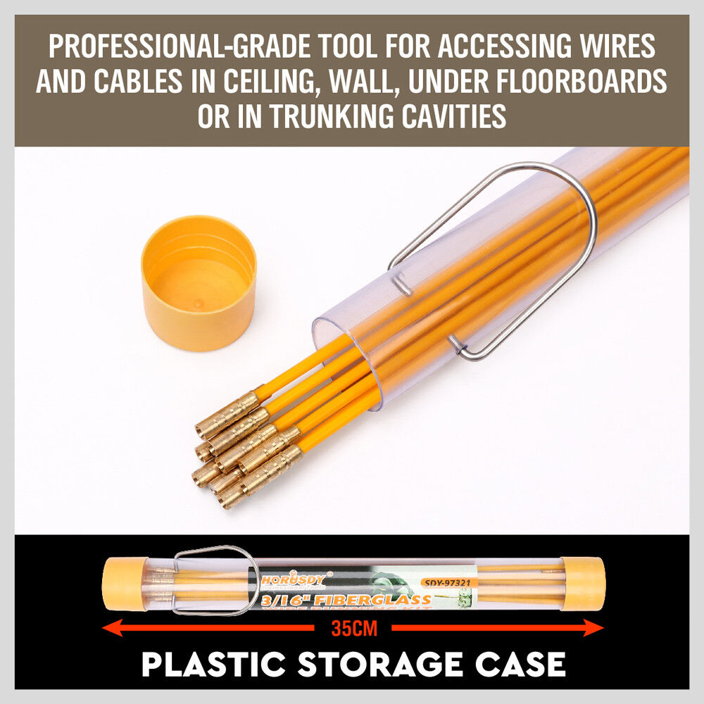 3.3m ‚èÄ 4mm Fibreglass Electricians Push Pull Rods Cable Cavity Contractors Duct