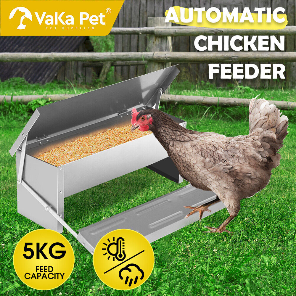 Automatic Chicken Feeder 5KG 7.5L Garden Farm Food Storage Box Stand Poultry AU