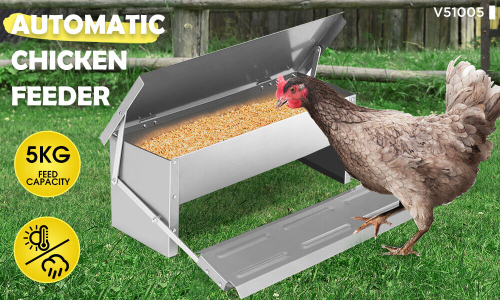 Automatic Chicken Feeder 5KG 7.5L Garden Farm Food Storage Box Stand Poultry AU