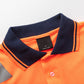 HI VIS Long Sleeve Workwear Shirt w Reflective Tape Cool Dry Safety Polo 2 Tone, Fluoro Orange / Navy, 2XL