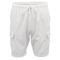 Men's Cargo Shorts 4 Pockets Cascual Work Trousers Active Pants Elastic Waist, Black, XL