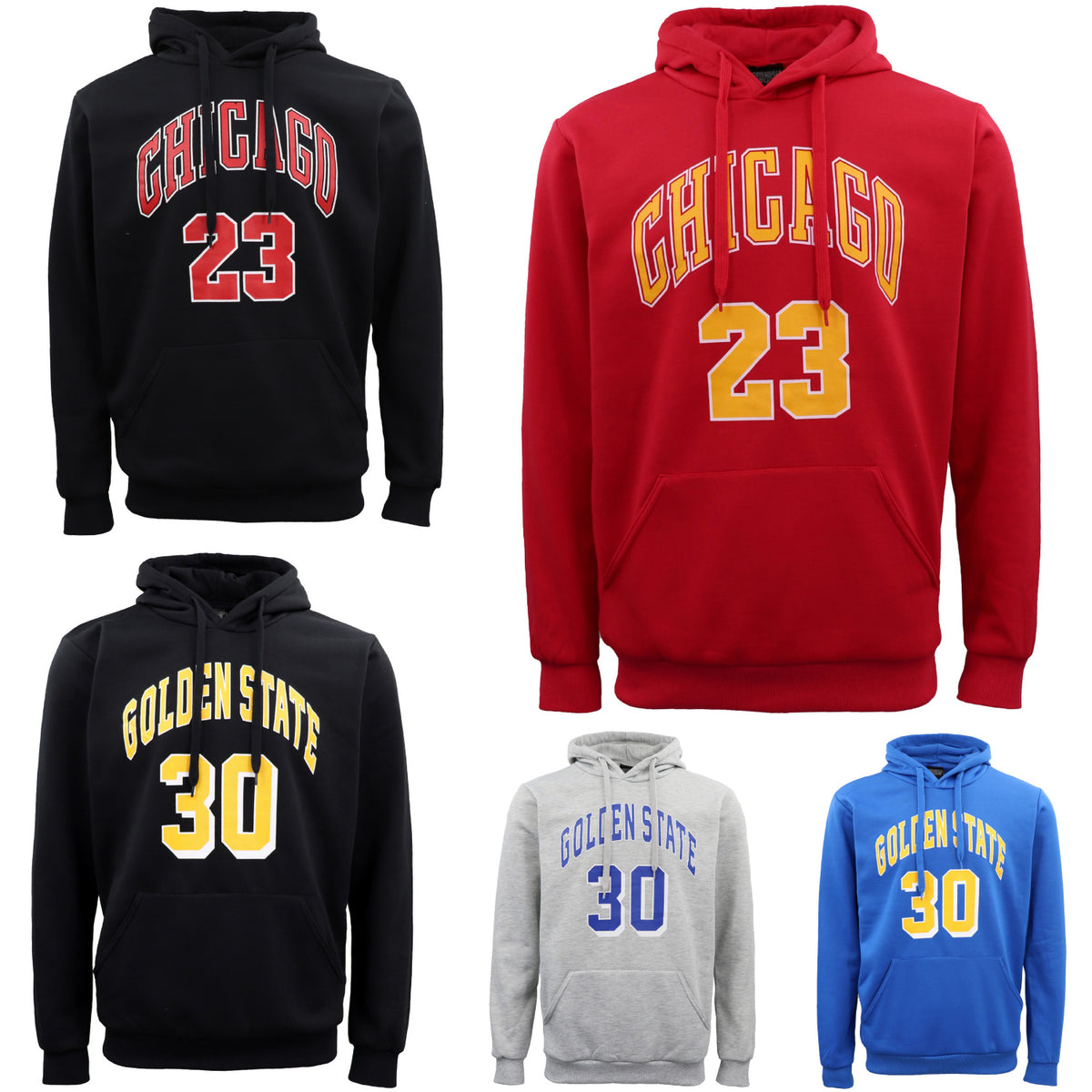 Men's Fleece Pullover Hoodie Jacket Sports Jumper Jersey Chicago Golden State, Black - Chicago 23, 3XL