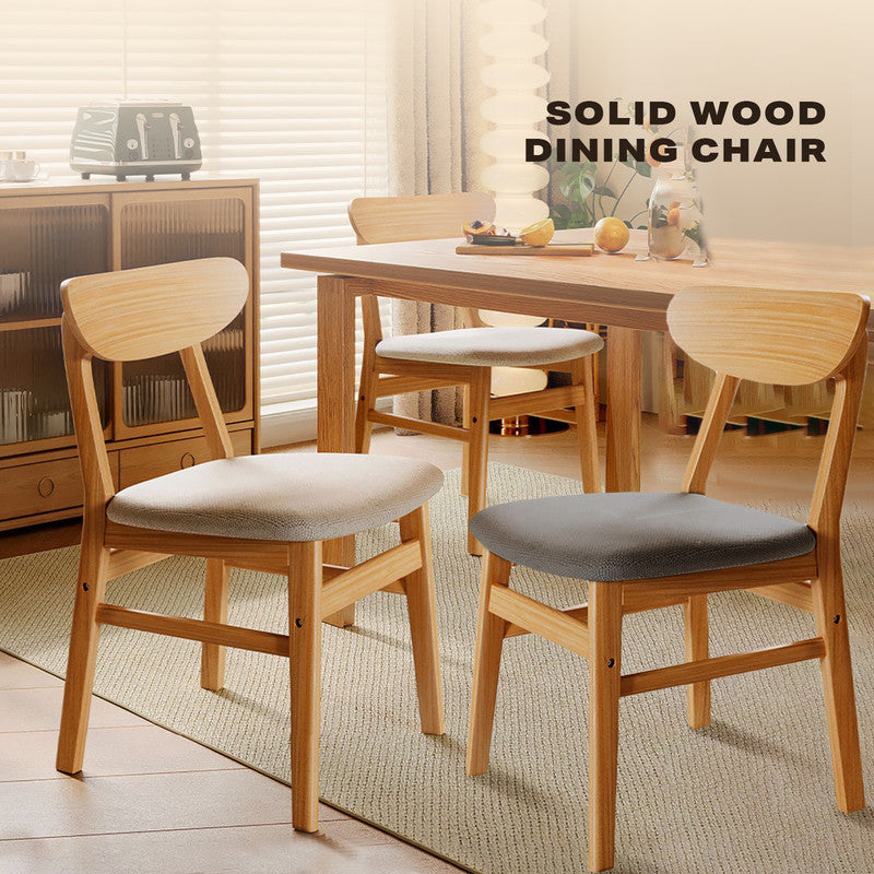 Dining Chairs Kitchen Chair Natural Wood Fabric Cafe Lounge Chairs