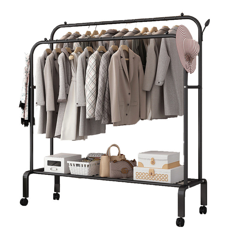 Double Clothes Rack Steel Garment Coat Hanger Stand Closet Shoes Storage Shelf