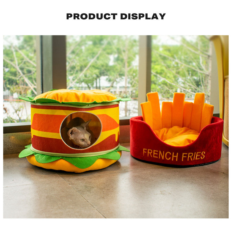 Pet Bed Washable Hamburger for Cats and Dogs